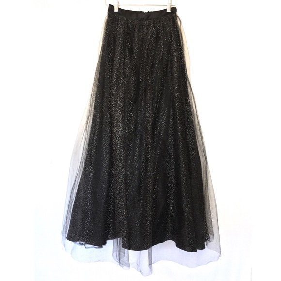 Vintage Dresses & Skirts - Metallic Sparkle Tulle Tute Mesh Formal Maxi Skirt